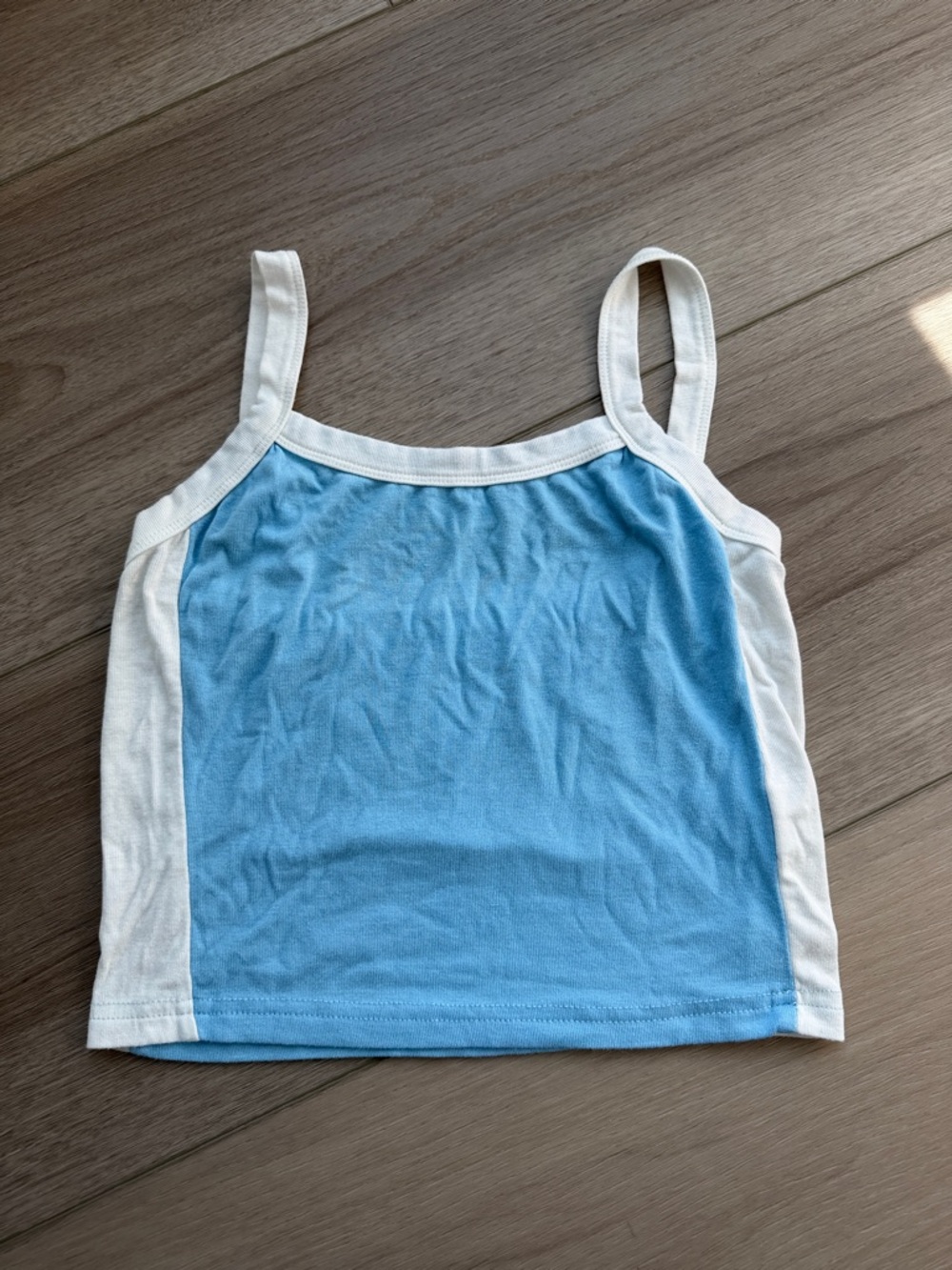 Blue and White Cropped Tank Top